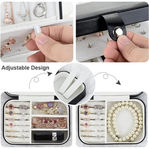 Travel Jewelry Organizer Cases Storage Box for Necklace, Earrings, Rings etc - Picture 5 of 7